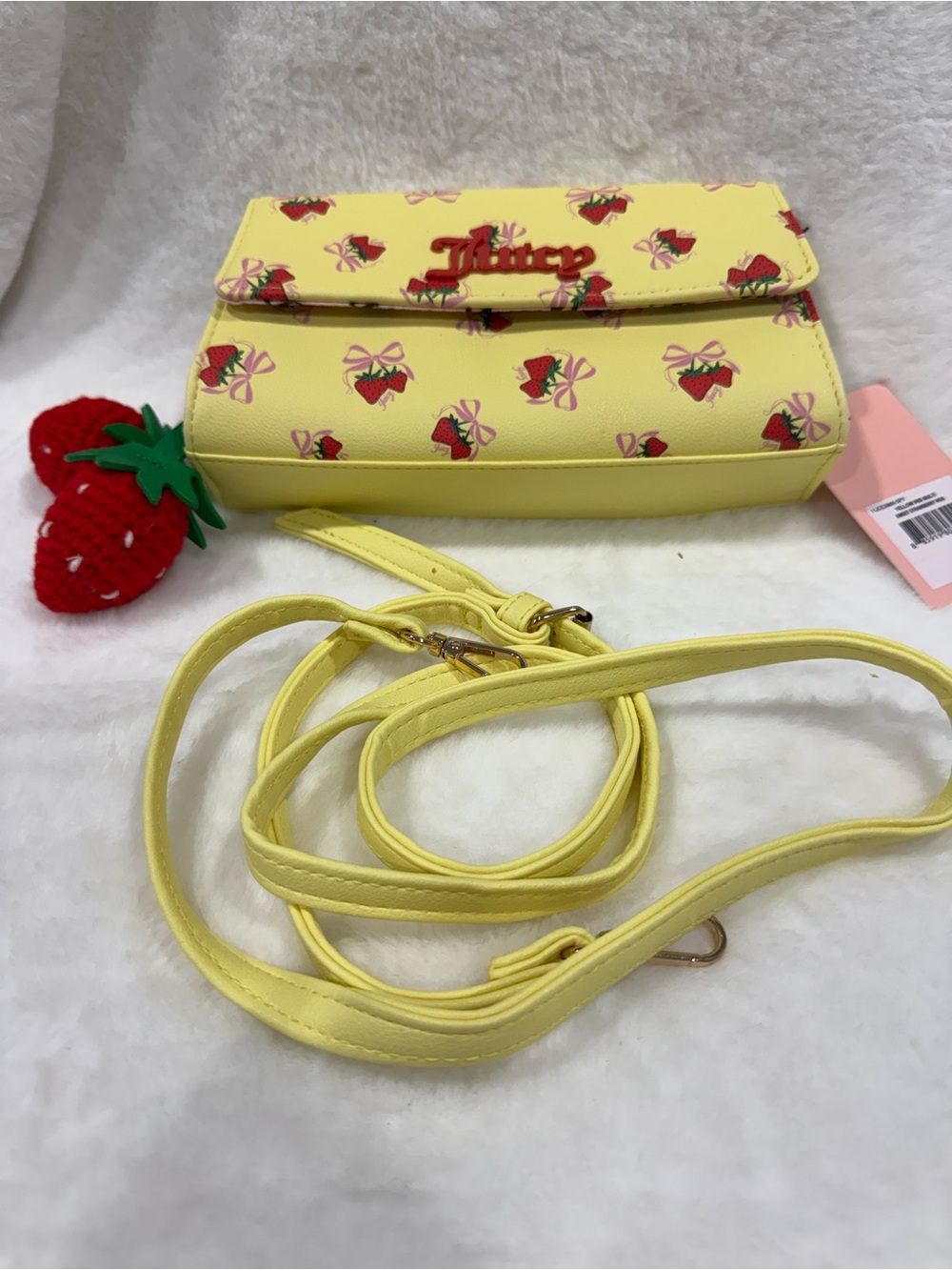 NWT-Juicy Couture Yellow Strawberry Print Crossbody Purse